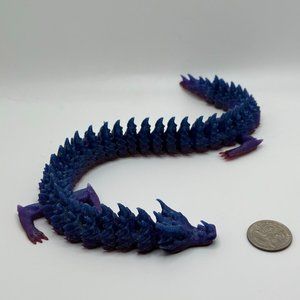 Articulated Hypoallergenic 3D Printed Dragon | Cobalt Fade | 14 in.